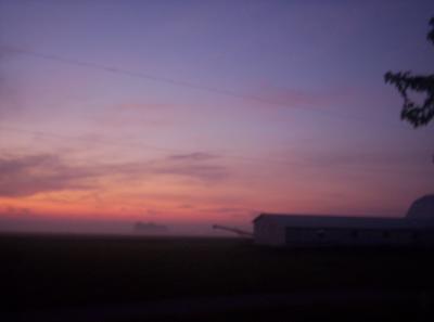 Sunrise over barn